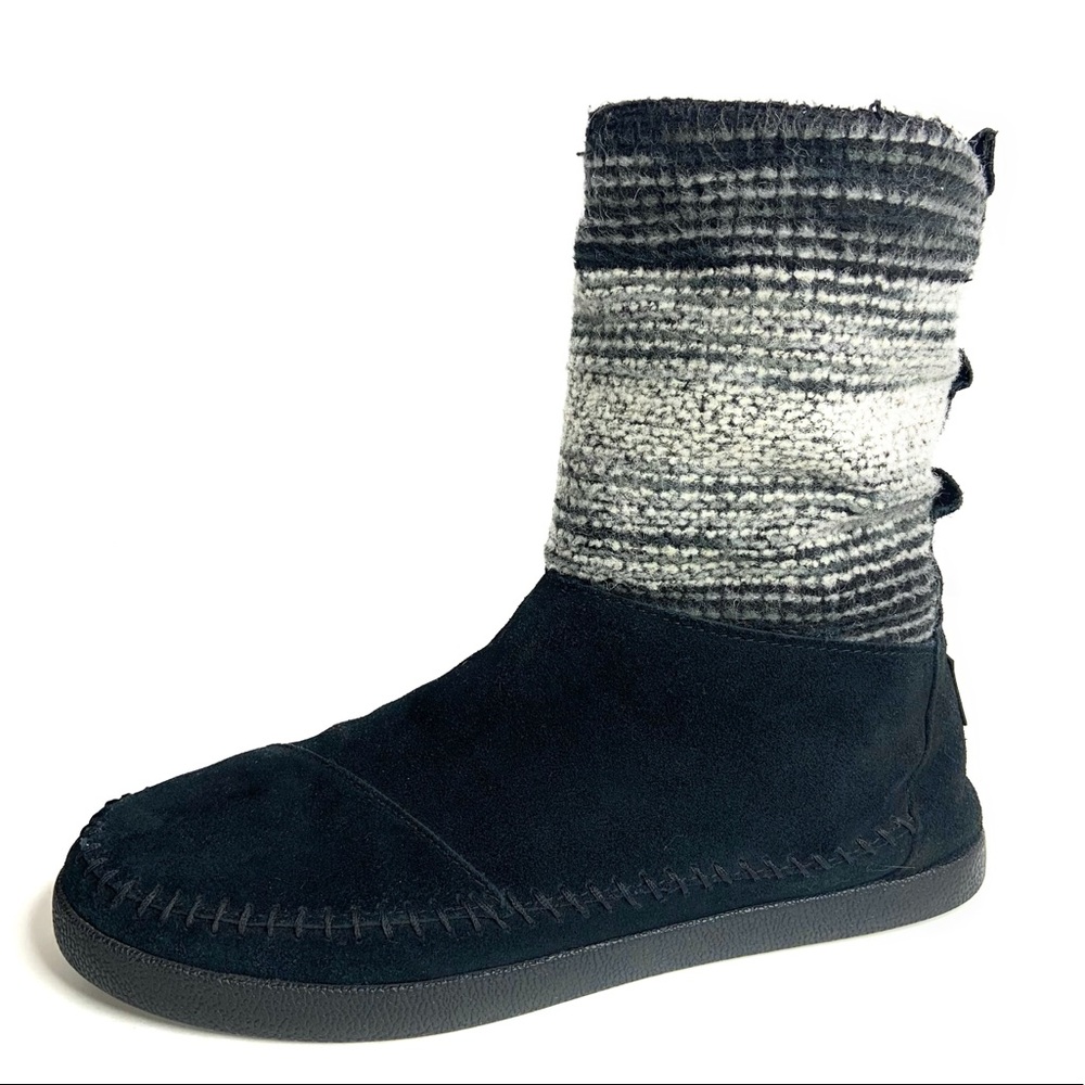 Toms Suede Ankle Booties Black Knit